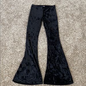 Black Crushed Velvet bell bottoms